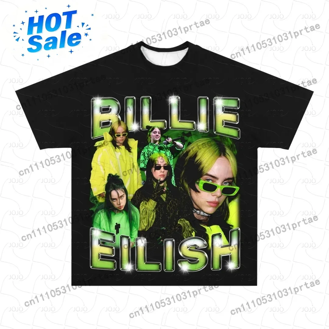 Street Fashion Men 2025 - Billie Eilish Retro-Muster T-Shirt 2025 Sommer