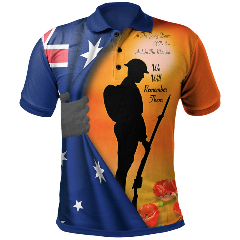 Street Fashion Men 2025 - Lest We Forget Anzac Day Poloshirt