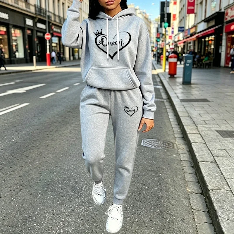 Queen Street Fashion - Queen Damen-Outfits, modische Freizeit-Kapuzenpullover, Outdoor-Sport-Joggingbekleidung für